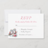 Woodland Boho Rustic Country Owl Wedding RSVP (正面)