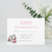 Woodland Boho Rustic Country Owl Wedding RSVP (スタンド正面)