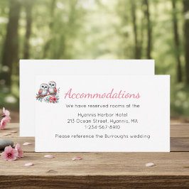 Woodland Boho Rustic Owl Wedding Accommodations エンクロージャーカード