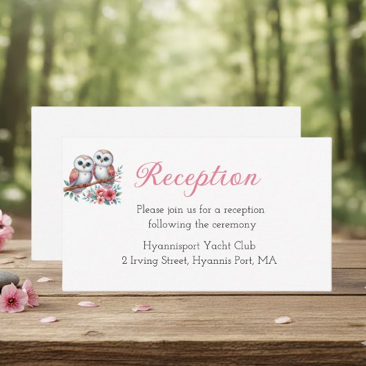 Woodland Boho Rustic Owl Wedding Reception エンクロージャーカード
