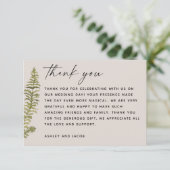 Woodland Botanical Wedding | Elegant Forest Fern サンキューカード (スタンド正面)