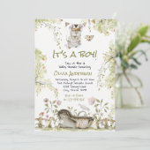 Woodland Boy Wild Forest Animals Baby Shower  招待状 (スタンド正面)