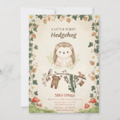Woodland budget Hedgehog Greenery baby shower 招待状 (正面)