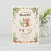 Woodland budget Squirrel Greenery baby shower 招待状 (スタンド正面)