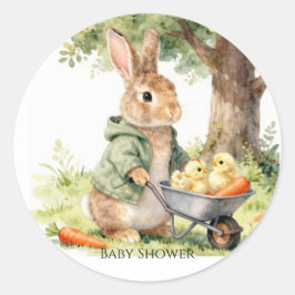 Woodland Bunny Baby Shower ラウンドシール