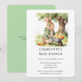 Woodland Bunny Baby Shower 招待状 (正面/裏面)