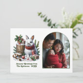 Woodland Bunny Cozy Forest Christmas Holiday Photo シーズンカード (スタンド正面)