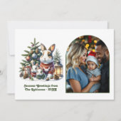 Woodland Bunny Family Cozy Forest Christmas Photo シーズンカード (正面)
