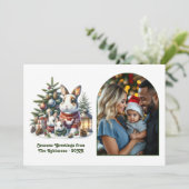 Woodland Bunny Family Cozy Forest Christmas Photo シーズンカード (スタンド正面)