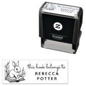 Woodland Bunny Rabbit Book Belong to Ex Libris セルフインキングスタンプ (インサイチュ)