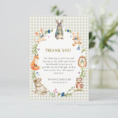 Woodland Bunny Rabbit Vintage Storybook Baby  サンキューカード (スタンド正面)