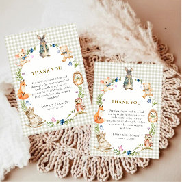 Woodland Bunny Rabbit Vintage Storybook Baby  サンキューカード