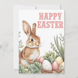 Woodland Bunny Wishes – Happy Easter カード