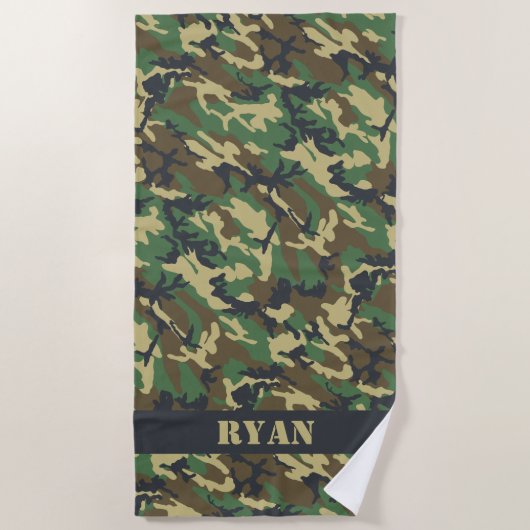Woodland Camo ビーチタオル (正面)