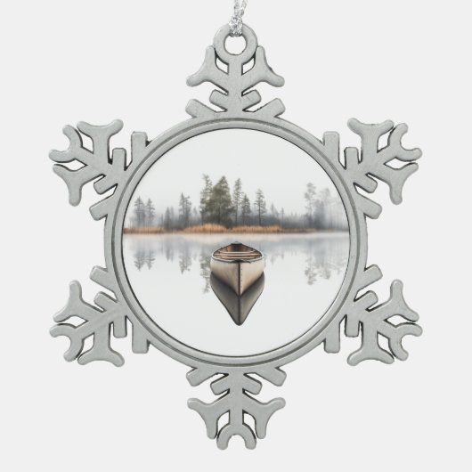 Woodland Canoe  Holiday Ornament スノーフレークピューターオーナメント (正面)