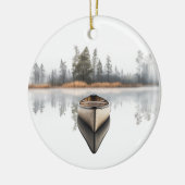 Woodland Canoe Round Holiday Ornament セラミックオーナメント (左)
