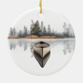 Woodland Canoe Round Holiday Ornament セラミックオーナメント (裏面)