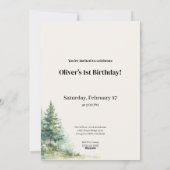 Woodland Capybara 1st Birthday Invitation シーズンカード (裏面)