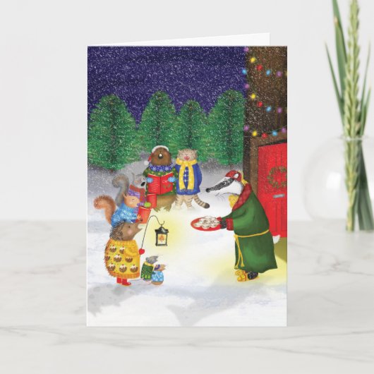 Woodland carol singers traditional Christmas card カード (正面)
