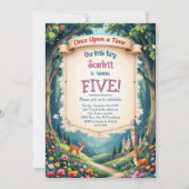 Woodland Castle Whimsical Fairytale Kid's Birthday 招待状 (正面)