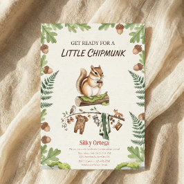 Woodland chipmunk Greenery baby shower 招待状