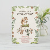 Woodland chipmunk Greenery baby shower 招待状 (スタンド正面)
