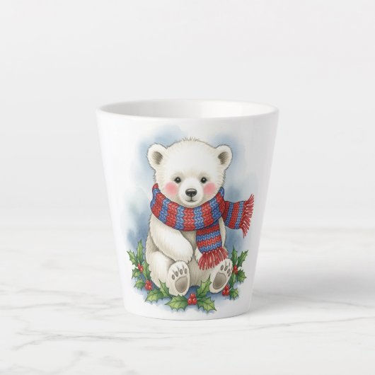 Woodland Christmas Bear Mug, Cute Holiday Fawn Cup カフェラテマグ (正面)