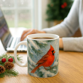 Woodland Christmas Cardinal Bird Mug コーヒーマグカップ