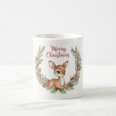 Woodland Christmas Deer Mug, Cute Holiday Fawn Cup コーヒーマグカップ (中央)
