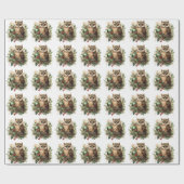 Woodland Christmas Owl  ラッピングペーパー (フラット)