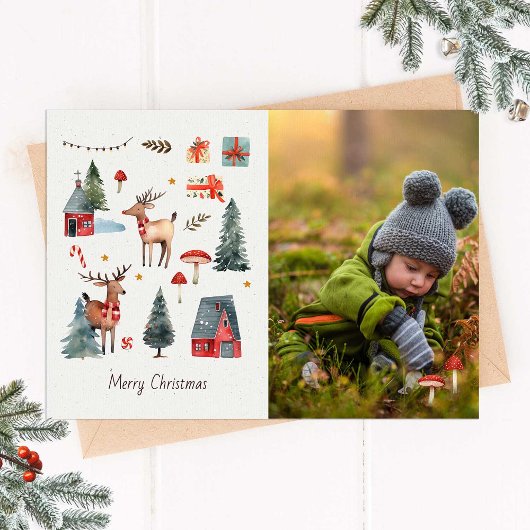 Woodland Christmas Photo Card 招待状