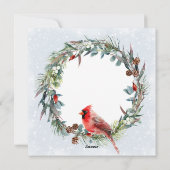 Woodland Christmas Wreath, Cardinal, Snowflakes シーズンカード (裏面)