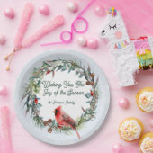 Woodland Christmas Wreath, Cardinal, Snowflakes ペーパープレート (パーティー)