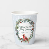 Woodland Christmas Wreath, Cardinal, Snowflakes 紙コップ (裏面)