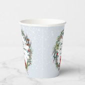 Woodland Christmas Wreath, Cardinal, Snowflakes 紙コップ (右)