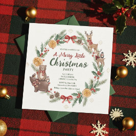 Woodland Christmas Wreath Party Invitation 招待状