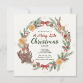 Woodland Christmas Wreath Party Invitation 招待状 (正面)