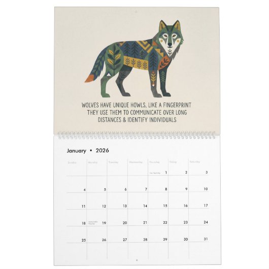 Woodland Creature Facts Calendar カレンダー (1月 2026)