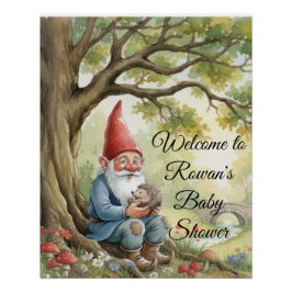 Woodland Creature Gnome baby shower poster ポスター