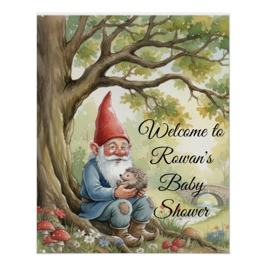 Woodland Creature Gnome baby shower poster ポスター (正面)