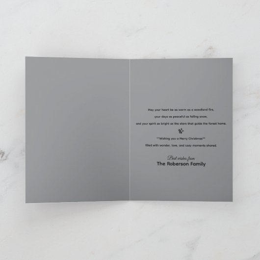 Woodland Creatures Cozy Christmas Custom Name カード (内部)