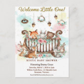 Woodland Crib Welcome Little One Baby Shower ポストカード (正面)