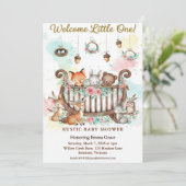 Woodland Crib Welcome Little One Baby Shower 招待状 (スタンド正面)