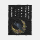 Woodland Crow Botanical Wreath Milestone フリースブランケット (正面)