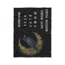 Woodland Crow Botanical Wreath Milestone