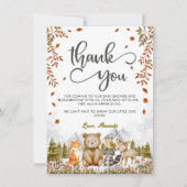Woodland Cute Animals Baby Shower サンキューカード (正面)