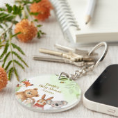 Woodland Cute Animals Greenery Baby Shower キーホルダー (正面右)
