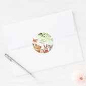 Woodland Cute Animals Greenery Baby Shower ラウンドシール (封筒)