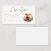 Woodland Cute Baby Bear Diaper Raffle Card エンクロージャーカード (正面/裏面)