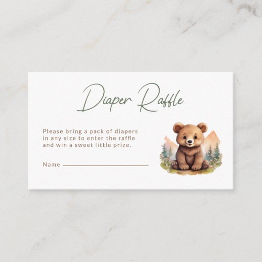Woodland Cute Baby Bear Diaper Raffle Card エンクロージャーカード (正面)